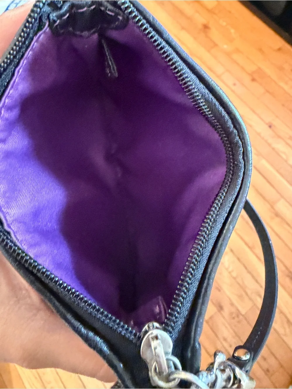 Coach Black Leather Wristlet with Signature Tag